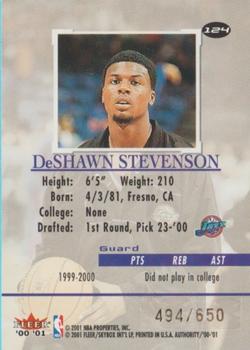 2000-01 Fleer Authority #124 DeShawn Stevenson Back