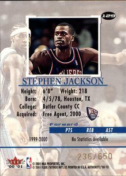 2000-01 Fleer Authority #129 Stephen Jackson Back