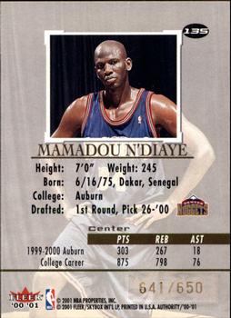 2000-01 Fleer Authority #135 Mamadou N'Diaye Back