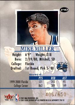 2000-01 Fleer Authority #140 Mike Miller Back