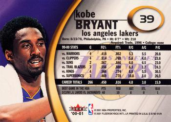2000-01 E-X #39 Kobe Bryant Back