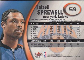 2000-01 E-X #59 Latrell Sprewell Back