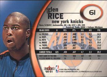 2000-01 E-X #61 Glen Rice Back