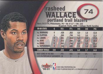 2000-01 E-X #74 Rasheed Wallace Back