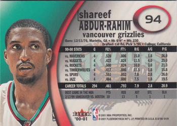 2000-01 E-X #94 Shareef Abdur-Rahim Back