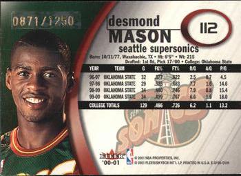 2000-01 E-X #112 Desmond Mason Back