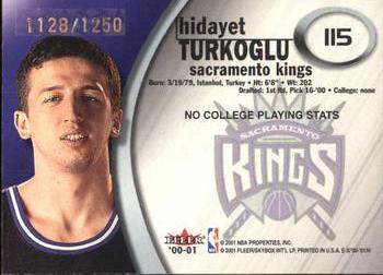 2000-01 E-X #115 Hidayet Turkoglu Back