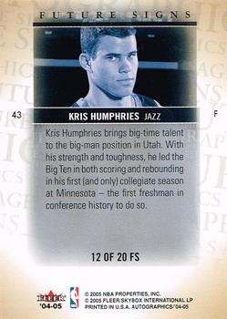 2004-05 SkyBox Autographics - Future Signs #12 FS Kris Humphries Back