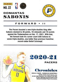 2020-21 Panini Chronicles - Bronze #22 Domantas Sabonis Back