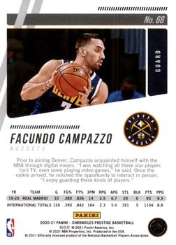 2020-21 Panini Chronicles - Bronze #68 Facundo Campazzo Back