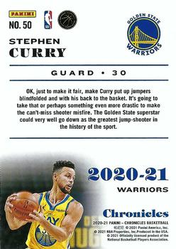 2020-21 Panini Chronicles - Green #50 Stephen Curry Back