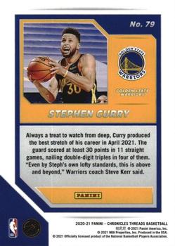 2020-21 Panini Chronicles - Green #79 Stephen Curry Back