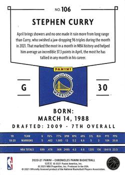 2020-21 Panini Chronicles - Green #106 Stephen Curry Back