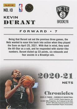2020-21 Panini Chronicles - Pink #10 Kevin Durant Back