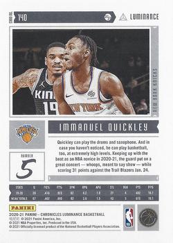 2020-21 Panini Chronicles - Pink #140 Immanuel Quickley Back