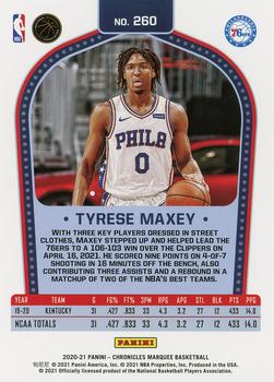 2020-21 Panini Chronicles - Pink #260 Tyrese Maxey Back