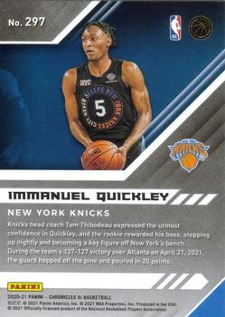 2020-21 Panini Chronicles - Pink #297 Immanuel Quickley Back