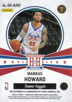 2020-21 Panini Chronicles - Hometown Heroes Rookie Autographs Blue #HH-MHW Markus Howard Back
