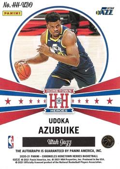 2020-21 Panini Chronicles - Hometown Heroes Rookie Autographs Purple #HH-UDO Udoka Azubuike Back