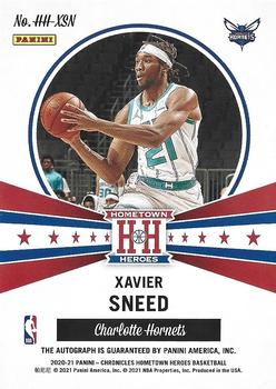 2020-21 Panini Chronicles - Hometown Heroes Rookie Autographs Red #HH-XSN Xavier Sneed Back