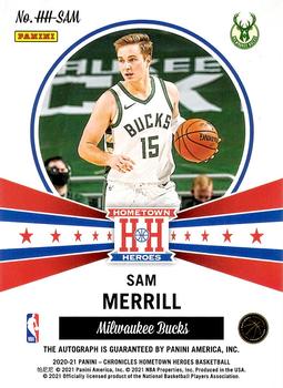 2020-21 Panini Chronicles - Hometown Heroes Rookie Autographs Red #HH-SAM Sam Merrill Back