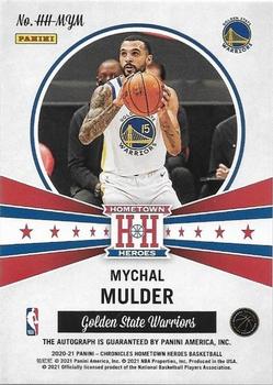 2020-21 Panini Chronicles - Hometown Heroes Rookie Autographs Red #HH-MYM Mychal Mulder Back