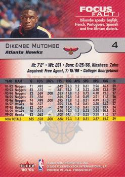 2000-01 Fleer Focus #4 Dikembe Mutombo Back