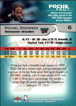 2000-01 Fleer Focus #6 Michael Dickerson Back