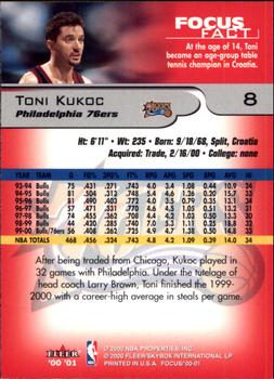 2000-01 Fleer Focus #8 Toni Kukoc Back