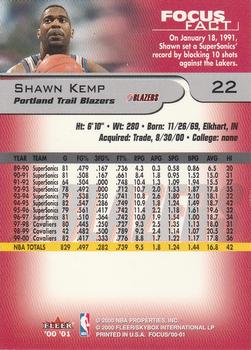 2000-01 Fleer Focus #22 Shawn Kemp Back