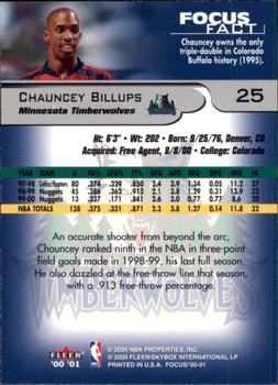2000-01 Fleer Focus #25 Chauncey Billups Back