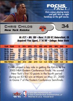 2000-01 Fleer Focus #34 Chris Childs Back