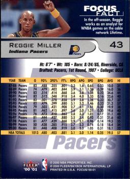2000-01 Fleer Focus #43 Reggie Miller Back
