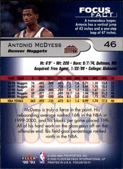 2000-01 Fleer Focus #46 Antonio McDyess Back