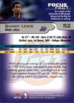 2000-01 Fleer Focus #52 Quincy Lewis Back