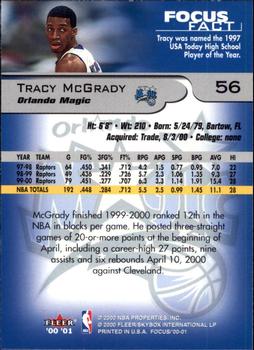 2000-01 Fleer Focus #56 Tracy McGrady Back