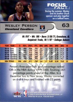 2000-01 Fleer Focus #63 Wesley Person Back