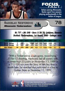 2000-01 Fleer Focus #78 Radoslav Nesterovic Back