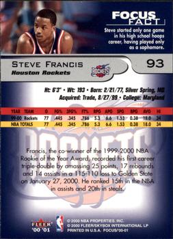 2000-01 Fleer Focus #93 Steve Francis Back