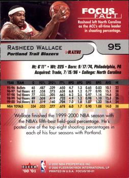 2000-01 Fleer Focus #95 Rasheed Wallace Back