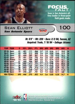 2000-01 Fleer Focus #100 Sean Elliott Back