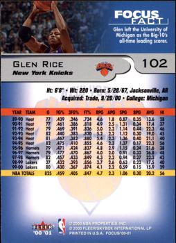 2000-01 Fleer Focus #102 Glen Rice Back