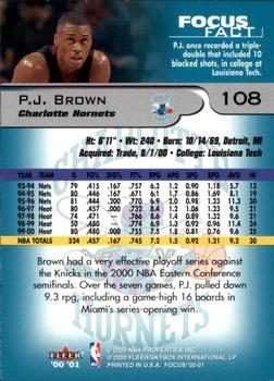 2000-01 Fleer Focus #108 P.J. Brown Back