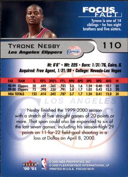 2000-01 Fleer Focus #110 Tyrone Nesby Back