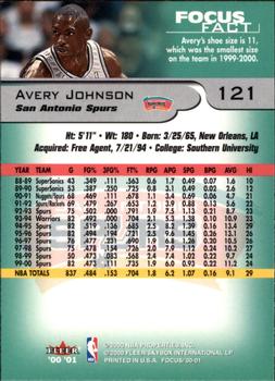 2000-01 Fleer Focus #121 Avery Johnson Back
