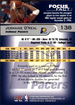 2000-01 Fleer Focus #138 Jermaine O'Neal Back