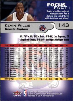 2000-01 Fleer Focus #143 Kevin Willis Back
