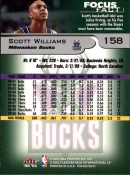 2000-01 Fleer Focus #158 Scott Williams Back