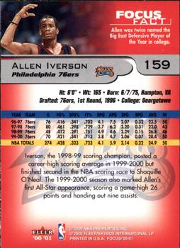 2000-01 Fleer Focus #159 Allen Iverson Back