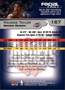 2000-01 Fleer Focus #167 Maurice Taylor Back